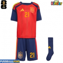 Spanien Mikel Oyarzabal #21 Heimtrikotsatz Kinder WM 2026 Kurzarm (+ Kurze Hosen)